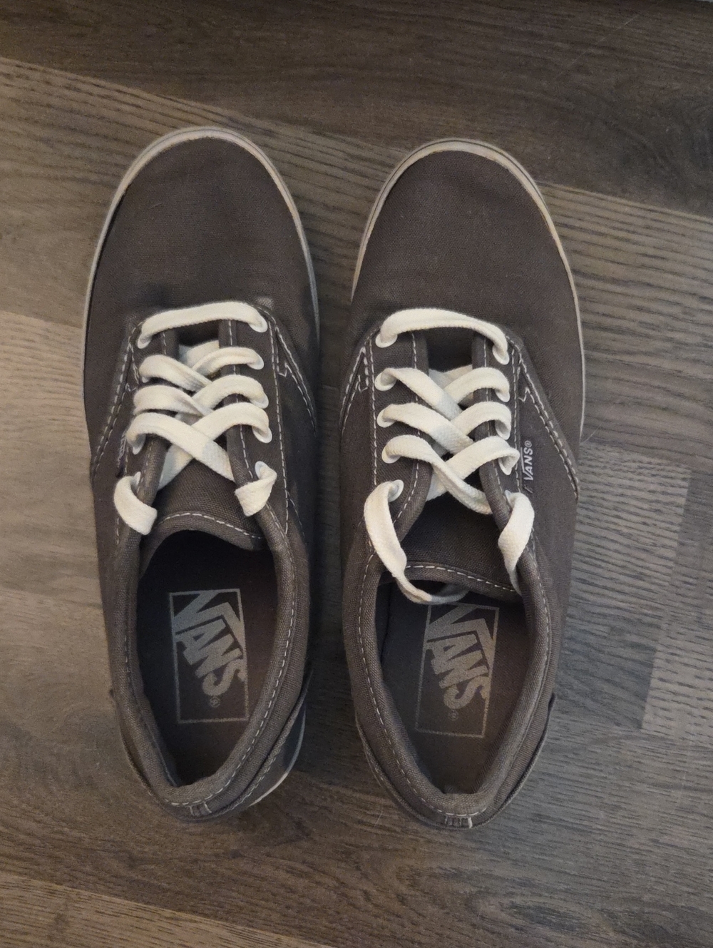 Vans Women's Canvas Sneakers in Gray with White Laces
